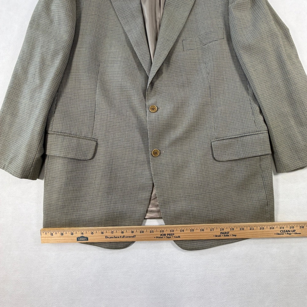 Brooks Brothers Mens 46R Blazer Made in Italy Worsted Wool Check Tan Sport Coat - Picture 9 of 16